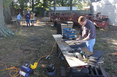 work table during the bat house building day