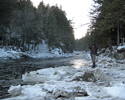 Winter Ecology student on river