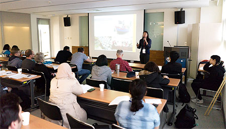 Joyce Ong talks during the International Otolith Symposium, photo credit: conference organizers, IOS2018