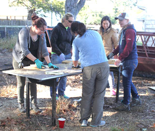 work table during the bat house building day