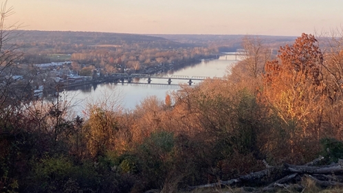 Aerial view of the Raritan River in New Brunswick