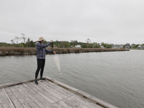 Julia Van Etten sampling water