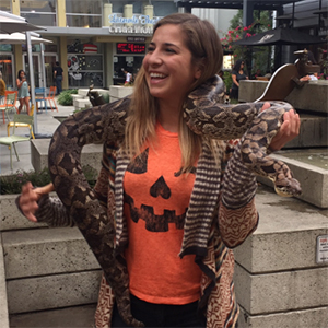 Jill Azzolini holding a snake